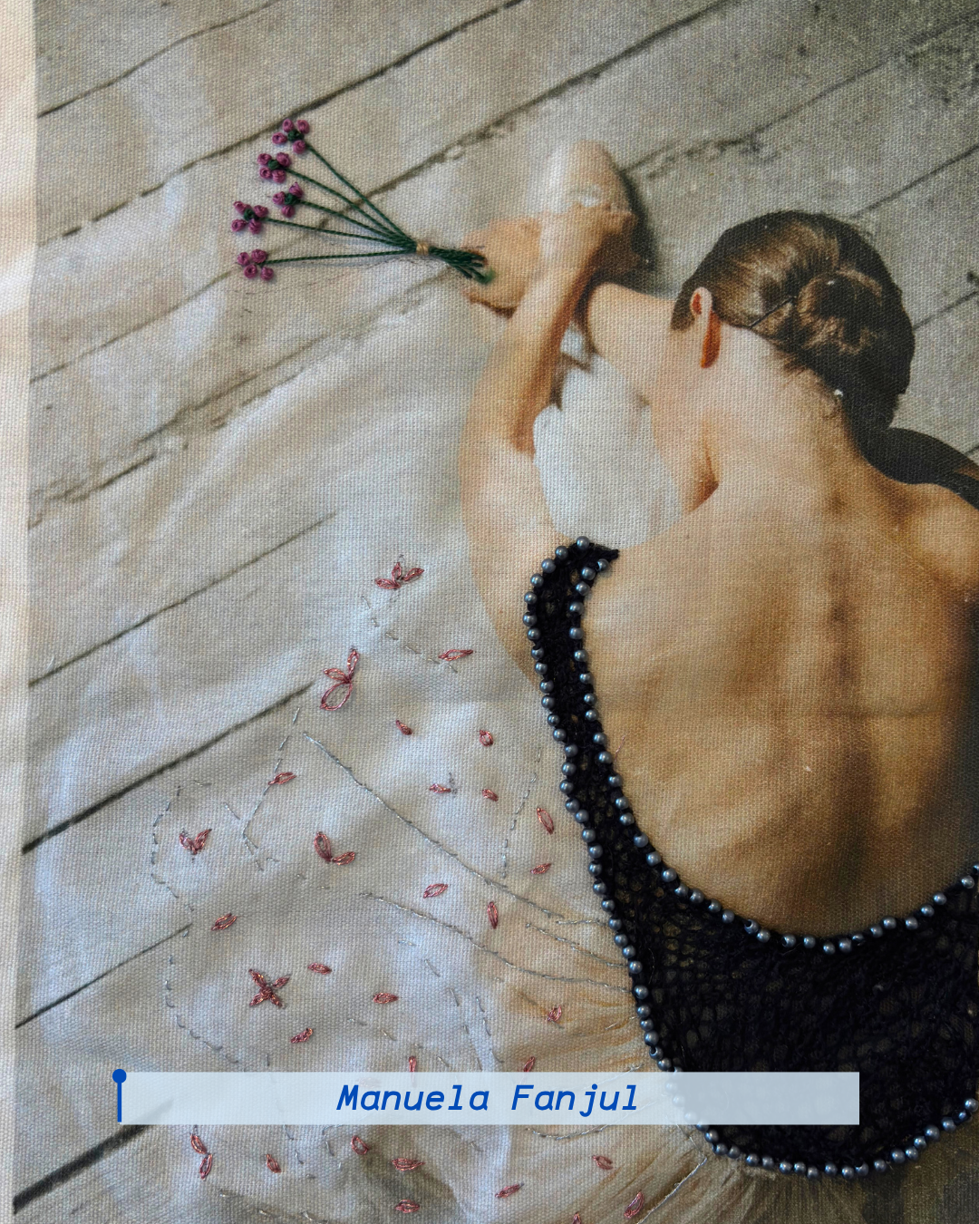 Fotobordado textil realizado por Manuela Fanjul