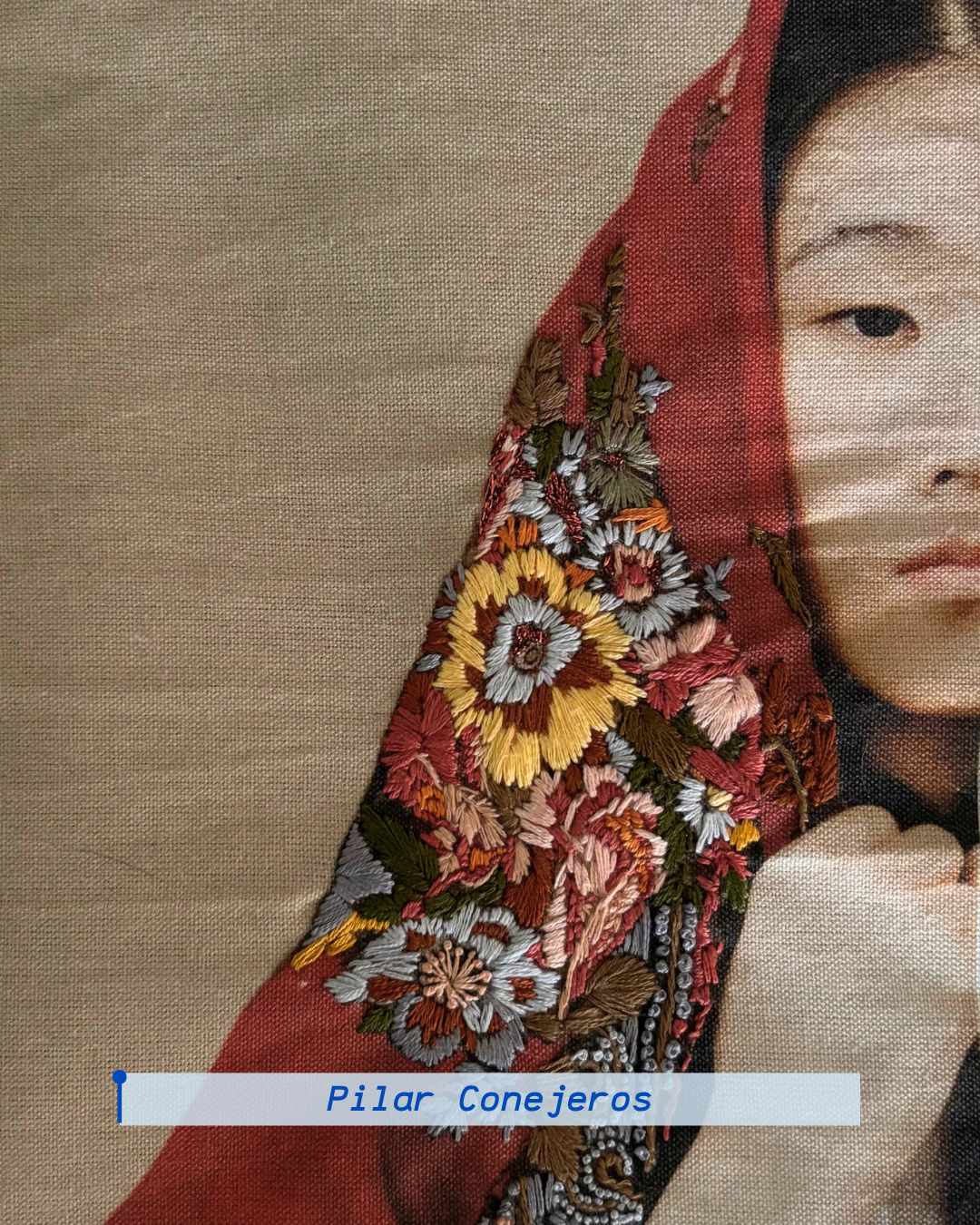 Fotobordado textil realizado por Pilar Conejeros